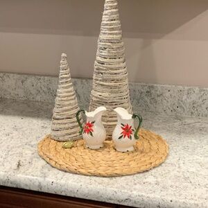 Festive Holiday Pitcher Set with Poinsettia Design